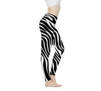 Biyejit Zebra Print Womens Leggings High Waisted Tummy Control Yoga Pants Workout Running Legging