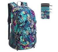 BiYiYun 40L Hiking Backpack, Lightweight Foldable Hiking Daypack with Wet Pocket, Waterproof Travel Camping Bag for Men Women (purple Leaf)