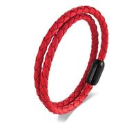 BIYONGDE Braided Leather Bracelet，Double Wrap Bracelet with Black Stainless Steel Clasp, Two- way of Wearing as Mens Bracelet or Womens Chocker Necklace, Urban and Minimalist Style, One Size, Leather