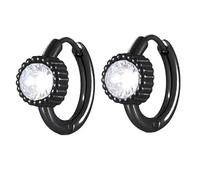 BIYONGDE Classic Sparkling Shine 6MM Cubic Ziconia Huggie Hinged Hoop Earrings, Stainless Steel Mens Womens, Stainless Steel, Cubic Zirconia