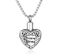 BIYONGDE Heart/Pet Cat Dog Paw Print Urn Cremation Necklace Jewelry for Ashes, Stainless Steel Keepsake Memorial Pendant for Women Men, Stainless Steel, No Gemstone