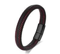 BIYONGDE Leather Interwoven with Stainless Steel Cable Braided Bangle Bracelet Mens Womens Minimalist, One Size, Leather, no gemstone