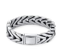 BIYONGDE Mens Premium Foxtail Link Chain Bracelet, Stainless Steel Sleek Chunky V Shape Wide Link Chain Bracelet for Men, Heavy and Massive, Classic and Urban Style