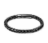 BIYONGDE Mens Stainless Steel Franco Link Chain Bracelet, Silver/Black Color 6MM Slim Cuban Chain Bracelet for Men, Minimalist and Urban Style, One Size, Stainless Steel, no gemstone