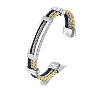 BIYONGDE Mens Stainless Steel Twisted Cable Cuff Bracelet, Open Bangle Bracelet for Unisex, Classic and Urban Style, One Size, Stainless Steel, no gemstone