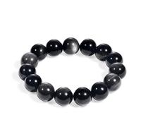 BIYONGDE Mens Tiger Eye Stone Beaded Bracelet, Large 14mm Natural Gemstone Beads Bracelet,Stretchable Chunky and Manly looking, One Size, Tiger Eye Beads, tiger eye