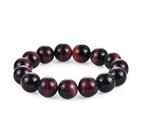 BIYONGDE Mens Tiger Eye Stone Beaded Bracelet, Large 14mm Natural Gemstone Beads Bracelet,Stretchable Chunky and Manly looking, One Size, Tiger Eye Beads, tiger eye