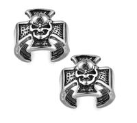 BIYONGDE Mens Womens 13MM Stainless Steel Gothic Skull Cross Ear Cuff, Antique Silver Vintage Helix Cartilage Clip On Earrings, Unisex, Punk Rock Style