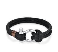BIYONGDE Mens Womens Nautical Sailor Rope Bracelet, Two-row Friendship Bracelet with Steel Screw Anchor Shackles, One Size, Milano Rope, no gemstone