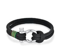 BIYONGDE Mens Womens Nautical Sailor Rope Bracelet, Two-row Friendship Bracelet with Steel Screw Anchor Shackles, One Size, Milano Rope, no gemstone
