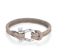 BIYONGDE Mens Womens Nautical Sailor Rope Bracelet, Two-row Friendship Bracelet with Steel Screw Anchor Shackles, One Size, Milano Rope, no gemstone
