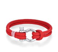 BIYONGDE Mens Womens Nautical Sailor Rope Bracelet, Two-row Friendship Bracelet with Steel Screw Anchor Shackles, One Size, Milano Rope, no gemstone