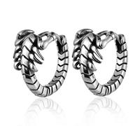 BIYONGDE Mens Womens Stainless Steel Vintage Scorpion Hoop Earrings, Antique Silver Color Gothic Huggie Hoops, Unisex,Punk Rock Style