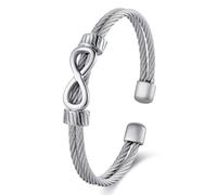 BIYONGDE Simple Friendship Infinity Love Number 8/Love Knot Cuff Black Bracelet for Men Women lovers friends. Adjustable Friendship Love Cuff Bangle, 20cm, Stainless Steel, no gemstone
