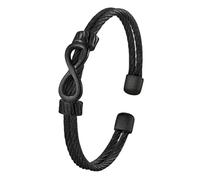 BIYONGDE Simple Friendship Infinity Love Number 8/Love Knot Cuff Black Bracelet for Men Women lovers friends. Adjustable Friendship Love Cuff Bangle, 20cm, Stainless Steel, no gemstone