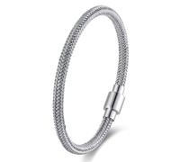 BIYONGDE Slim Stainless Steel Metal Braided Bangle Bracelet for men women, Mininalist Classic Style, 21CM, Stainless Steel, no gemstone