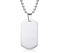 BIYONGDE Stainless Steel Dog Tag Pendant, 20 Inches Chain Necklace, Mens Womens, Minimalist