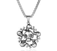 BIYONGDE Stainless Steel Skull Pirate Skull Pendant Necklace for Men, Gothic Punk Rock Cool