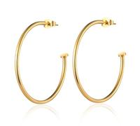 BIYONGDE Womens Large Infinity Figure 8 Statement Hoop Earrings, Gold Color Plated Stainless Steel Twisted Design, Dramatic and Party Style, One Size, Stainless Steel, No Gemstone