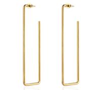 BIYONGDE Womens Large Infinity Figure 8 Statement Hoop Earrings, Gold Color Plated Stainless Steel Twisted Design, Dramatic and Party Style, One Size, Stainless Steel, No Gemstone