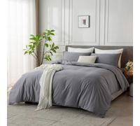 BIYOZER Luxury 3 Piece Duvet Cover Set Queen Duvet Cover Queen Soft, 800 Thread Count Long Staple Cotton, Bedding Set Silky 3 Piece Set, Perfect for Warming Gift, 1 Duvet Cover, 2 Shams, Gray