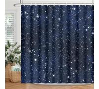 BIYSUC Night Sky Stars Shower Curtain Blue Starry Space Galaxy Universe Pattern Bathroom Home Decor Waterproof Polyester Fabric 72Lx72W Inch 12 Pack Plastic Hooks