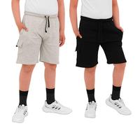 biyya® 2 Pack Boys Cargo Shorts with Pockets Kids Terry Fleece Short Summer Shorts Elasticated Waistband 5-14 Years (BTS-66-A, 11-12 Years)