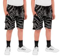 biyya® 2 Pack Boys Cargo Shorts with Pockets Kids Terry Fleece Short Summer Shorts Elasticated Waistband 5-14 Years (UK, Age, 7 Years, 8 Years, Regular, BTS-66-C)
