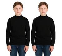 biyya® 2 Pack Kids Boys High Neck Long Sleeve Kids Thermal Top, Polo Tops Turtleneck Jumper Cotton Rib Top 5-14 Years (KHN-41-A, 5-6 Years)