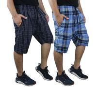 biyya® 2 Pack Men's Cotton Pyjamas Lounge Shorts Bottoms Check Woven Checked Pyjama Bottoms S-3XL (MCS-170-A, Small)