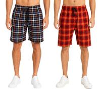 biyya® 2 Pack Men's Cotton Pyjamas Lounge Shorts Bottoms Check Woven Checked Pyjama Bottoms S-3XL (UK, Alpha, 3XL, 3XL, Regular, Regular, MCS-170-D)