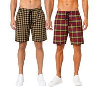 biyya® 2 Pack Men's Cotton Pyjamas Lounge Shorts Bottoms Check Woven Checked Pyjama Bottoms S-3XL (UK, Alpha, 3XL, 3XL, Regular, Regular, MCS-170-C)