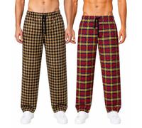 biyya® 2 Pack Men's Cotton Woven Pyjama Bottoms Check Lounge Pants Nightwear Checked Pyjama Bottoms Sleepwear Loungewear S-3XL (MCP-165-B, S)
