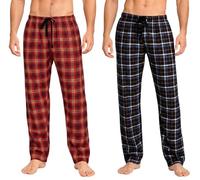 biyya® 2 Pack Men's Cotton Woven Pyjama Bottoms Check Lounge Pants Nightwear Checked Pyjama Bottoms Sleepwear Loungewear S-3XL (MCP-165-A, M)