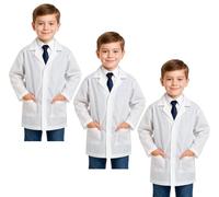 biyya 3 Pack Disposable Lab Coat for Kids Boys Girls Medical Lab Coat Doctors Coat Science Lab Coats Laboratory Coat Fancy Dress Costumes School (Medium (9-12 Years))