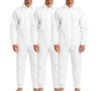 biyya® 3 Pack Protective Disposable Overall Paper Boiler Suit Coveralls Protection Suit Cuffs and Ankles (DSC-1-B Pack of 3)