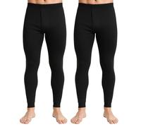 biyya® Pack of 2 Men's Thermal Long Sleeve Half Sleeve Top and Long John, Warm Underwear Baselayer Lightweight Ultra Soft Thermal Top & Bottom S-XXL (2 Pack Black L.J, Medium)