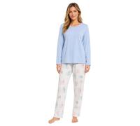 biyya® Women's Pyjamas Set Long Sleeve Soft Cotton Printing Pjs Loungewear Nightwear Sleepwear Set with Pockets Ladies Pjs Set S-2XL (UK, Alpha, L, XXL, Regular, Regular, WFPS-119-C)