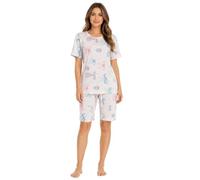 biyya® Women's Pyjamas Sets with Shorts Ladies Pyjamas Cotton Short Sleeve Soft 2 Pieces Pjs Set Summer Loungewear Sleepwear Nightwear for Women S-XXL (UK, Alpha, XL, Regular, Regular, WSS-117-E)