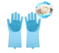 Bizaical Pet Hair Removal Glove, Heat Resistant Cat & Dog Grooming Glove with Many Silicone Tips for Detangling & Massage Multi-Functional Pet Accessories