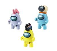 Bizak Among Us S3, Pack with 3 Articulated Figures with 3 Fun Accessories, Measures 5-7 cm, Different Models to Collect Blue+Yellow+Grey (64116303)