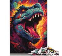 Bizarre Colorful Dinosaurs Puzzle Premium 100% Recycled Board Paper Rectangular Jigsaw Puzzle for Women Men Unique Gift 1000pcs (38x26cm)
