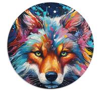 Bizarre Colorful Fox 1000Pc Adults Jigsaw Puzzle Cardboard Jigsaw Puzzles for Adults Home Decor Brain Teaser Game for Teenagers & Family Interaction 67.5x67.5cm