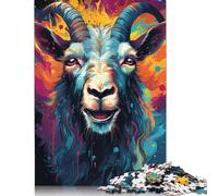 Bizarre Colorful Goat Puzzle Rectangular Paper Board 100% Recycled Cardboard Jigsaw Puzzle for Adult 1000pcs (75x50cm)