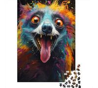 Bizarre Colorful Lemur Jigsaw Puzzle 500 Piece Jigsaw Puzzles For Adults Teenager Wooden Puzzles Toy Game Explore Creativity And Problem Solving 500pcs (52x38cm)