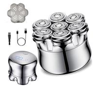 Bizcasa 7D Bald Shaver Head, 2 Speed Levels with LED Display, Magnetic Flexible Floating Electric Shaver, IPX7 Waterproof, USB-C Charging Port, 120 Minutes Autonomy, Ideal for Traveling