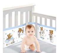Bizcasa Cot Bumper, 2 Pieces Soft and Breathable COT Bumper, 4 Sides Bumper COT Baby Protection, Adjustable Removable, Washable -340 x 30 cm + 160 x 30 cm (Teddy Bear)