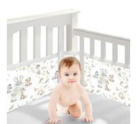 Bizcasa Cot Bumper, 2 Pieces Soft and Breathable COT Bumper, 4 Sides Bumper COT Baby Protection, Adjustable Removable, Washable - 340 x 30 cm + 160 x 30 cm (Animal)