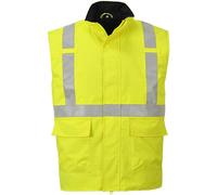 BizFlame Hi Vis Flame Resistant Rain Bodywarmer Yellow S