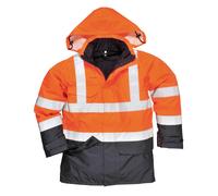 BizFlame Hi Vis Flame Resistant Rain Multi Protection Jacket Orange / Navy 2XL